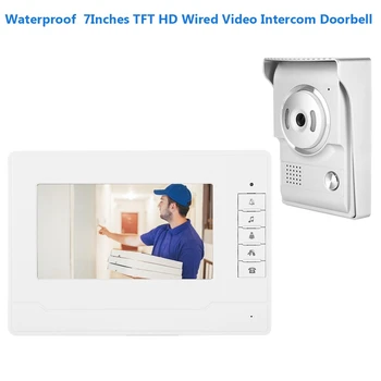 

Video Intercom Waterproof 7Inches TFT/LCD HD Wired Video Intercom Doorbell Infrared Night Vision Doorphone