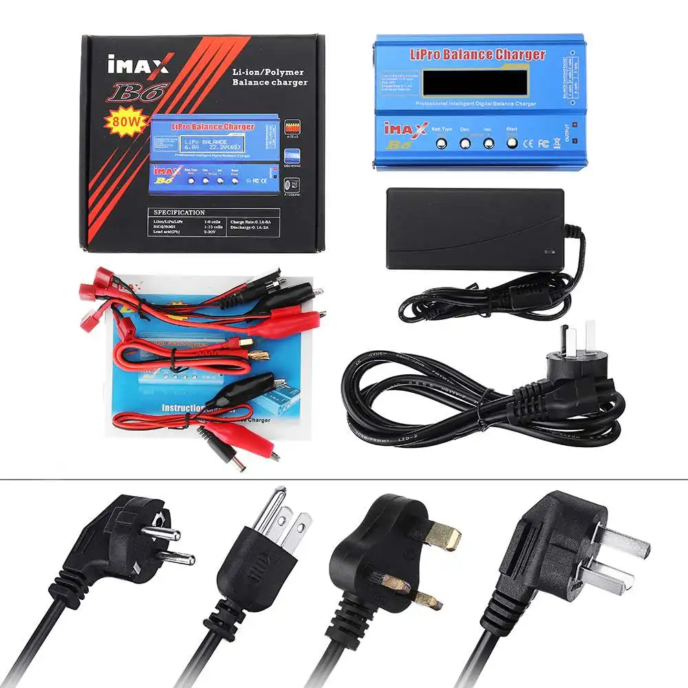 Original SKYRC IMAX B6 60W 6A cargador de equilibrio descargador US/UE/UK/AU con fuente de alimentación para LiPo Li-ion LiFe Nimh Nicd batería - 6