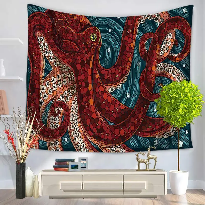 

Bohemian Octopus Tapestry Carpet Rugs Camping Tent Travel Mattress Wall Hanging Yoga Mat Hippie Tapestries Home Decoration