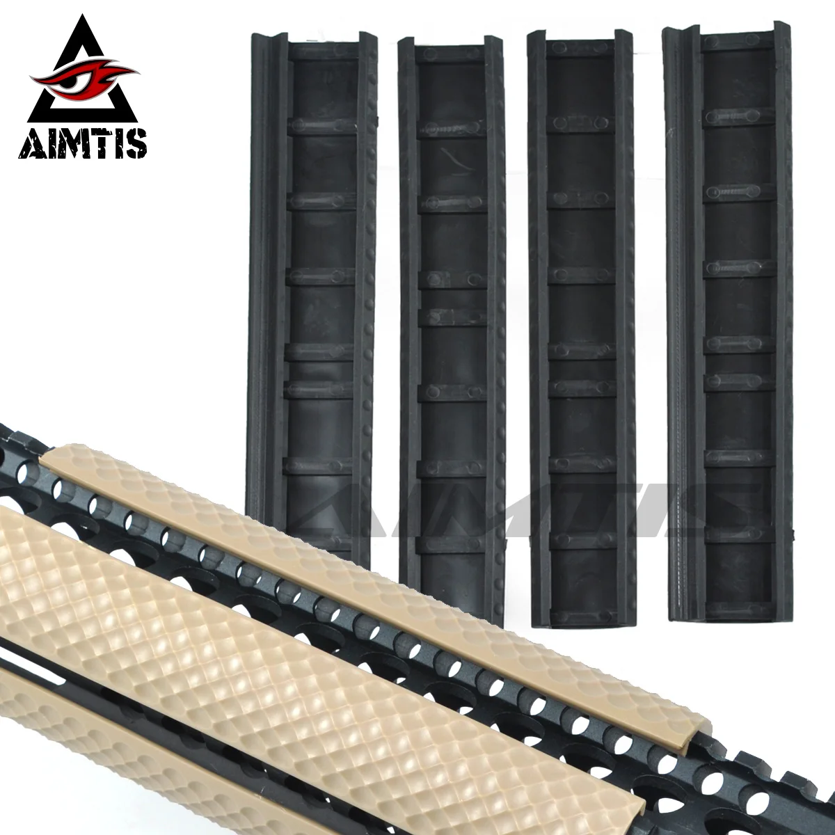 AIMTIS 4 قطعة المطاط السكك الحديدية يغطي مع خط فتحة صالح AR15 M4 M16 223 5.56 قفازات واقية لليد ل 20 مللي متر Picatinny السكك الحديدية جبل نظام