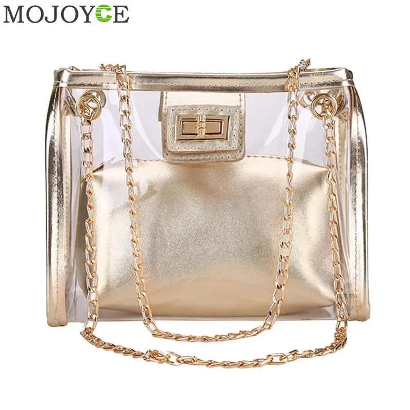 

2pcs/set Women Clear Transparent Shoulder Bag Fashion High Quality PVC Phone Holder Pouch Messenger Crossbody Bags Sac A Main