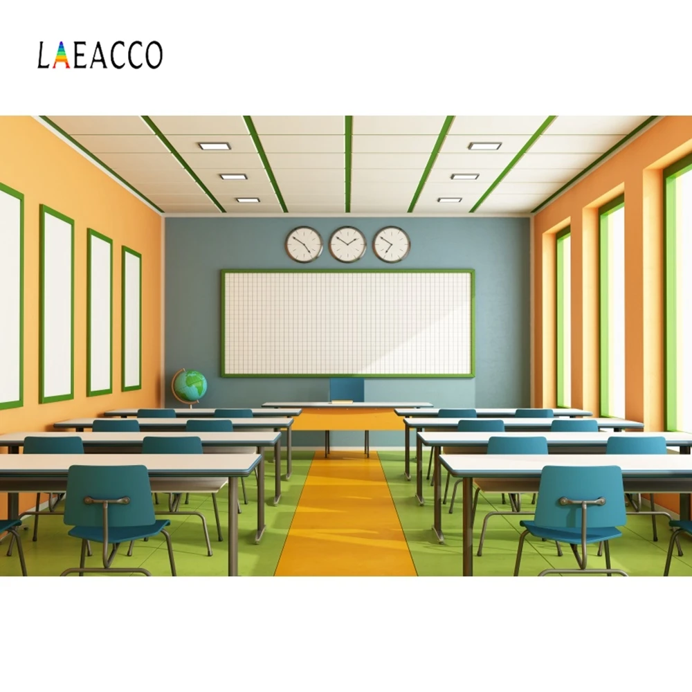 Laeacco Classroom Desk Backdrop School Photography Backgrounds