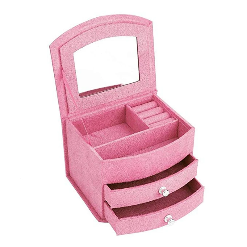 

Jewellery Box Organizer Display, 3 Layers Portable Jewelry Earrings Rings Bracelet Necklace Box Organizer Storage With Mirror