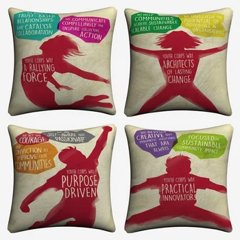 

Youth Force Motivation Design Decorative Linen Cushion Covers For Sofa 45x45cm Throw Pillow Case Home Decor Pillowcase Almofada