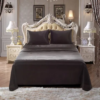 

4 Pce Luxury Satin Silk Bed Sheet Soft Queen King Bed Fitted Bed Sheet Set Bohemian Bedclothes Home Textile Sheet Set