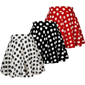 

Retro women ruched loose dot skirts ol style summer 2019 ladies high waist polka dot pleated mini skirt dance evening party lady