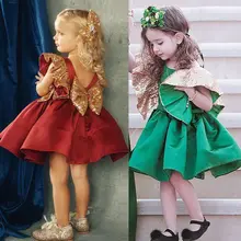 Festa formal crianças bebê meninas princesa vestido de baile casamento flor menina festas de aniversário sem costas lantejoulas bowknot vestido formal