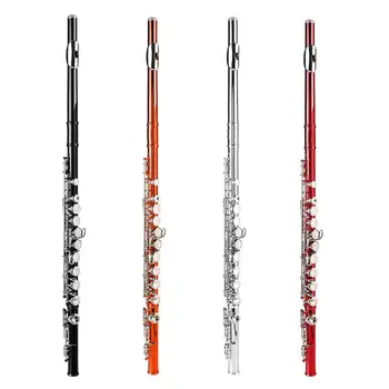 

C Key Flute 16 Hole Brass Flute Beginner Kit Storage Case Cleaning Cloth Gloves