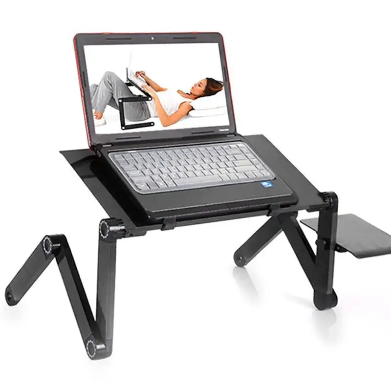 لاب توب محمول مكتب التلفزيون السرير Lapdesk صينية قابل للتعديل تجميعها طاولة قابلة للطي لأجهزة الكمبيوتر المحمول موقف الكمبيوتر حامل مكتبي مع ل...