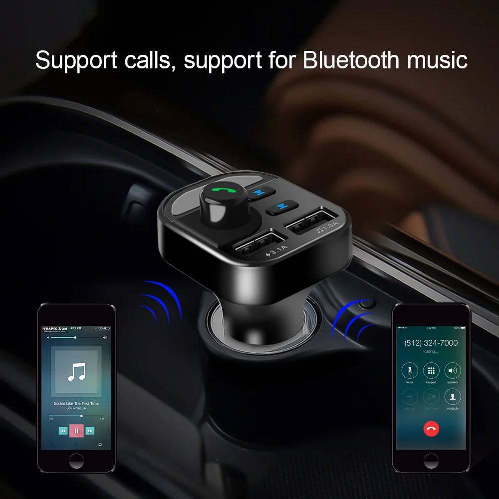 USB AUX FM передатчик Bluetooth 5,0 автомобильный комплект 4.1A двойной USB телефон зарядное устройство беспроводной аудио приемник ЖК цифровой дисплей напряжения