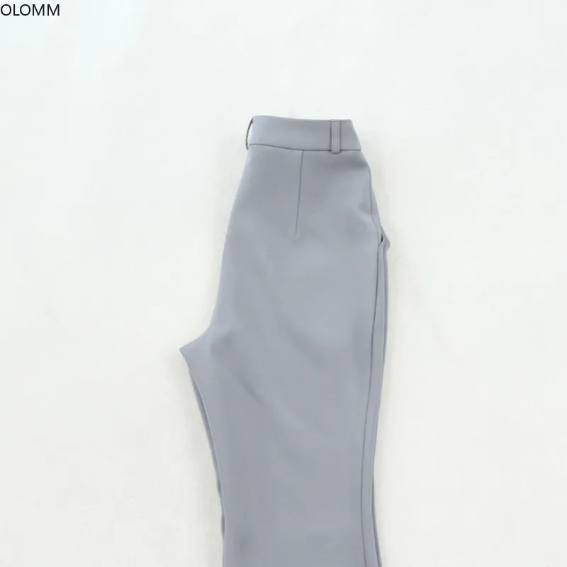 Women's suit 2019 autumn new women's large size gray Slim single button suit jacket wild flare pants two-piece overalls