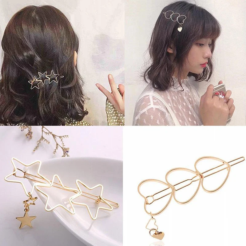 

Sale 1PC Simple Hollow Star Heart Women Hairpin Fashion New Hair Clip Hair accessories