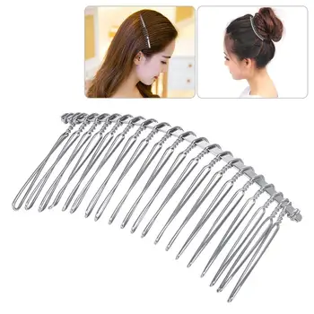 

5pcs Metal Hair Clip Combs Iron Wire Hair Clasp Twist Veil Combs Inserted Combs for Women Girls (20K White)