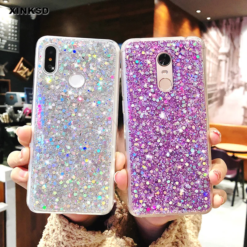 Cute Glittle Bling Case For Xiaomi Mi 9 8 SE A2 lite Redmi Note 7 6 5 Pro 5 Plus Soft TPU Phone Case Mi9 Mi8 lite SE Cover
