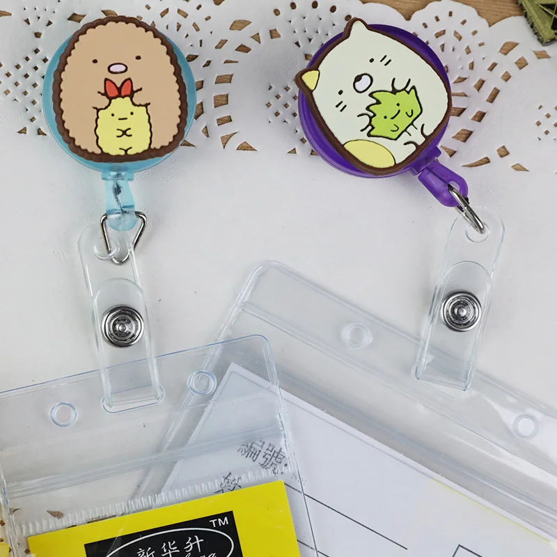 

Sumikko Gurashi Mini Retractable Badge Reel Pull Key ID Name Card Badge Holder Cute Buckle Name Tag Card Holders School Supplies
