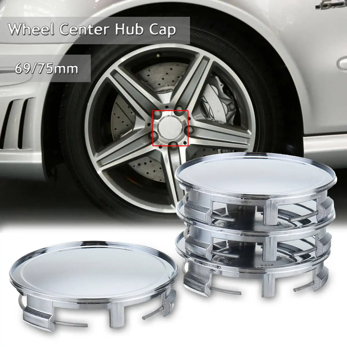 

4pcs a set 75mm/69mm Black Car Auto Wheel Center Hub Cover Cap For Benz