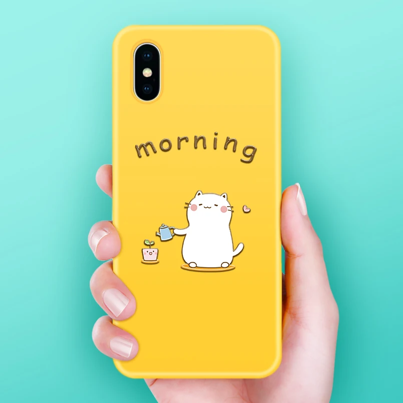 Cute Cartoon Case For iPhone X Soft Silicone Back Cover 3D Relief Patterned XR XS Black Red Coque Capa Bumper |