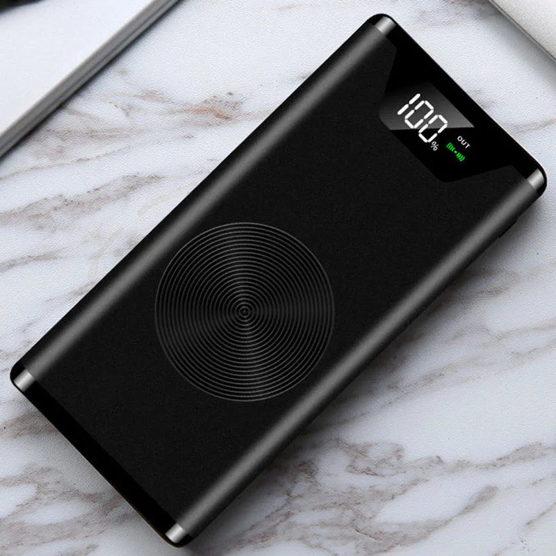 

Floureon 20000mAh Power Bank 2.1A Fast Charge Ultra-thin Wireless Charge Mobile Phone Charger for iPhone Samsung Xiaomi Huawei