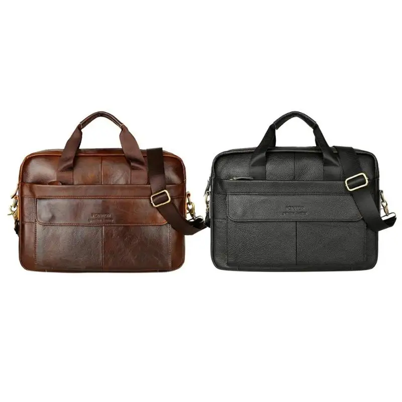 

Genuine Leather Crossbody Bags Solid Color Briefcase Handbags for Bussness Men Shoulder Crosscody Bags 2019 Hot Selling