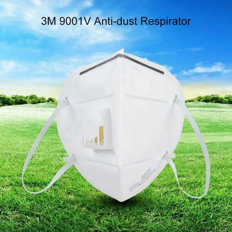 

3Pcs 1V Anti-dust Respirator Folding Anti PM2.5 Protection Mask Cold Flow Expiratory Valve Ear Wearing Type Adjustable Nose Clip