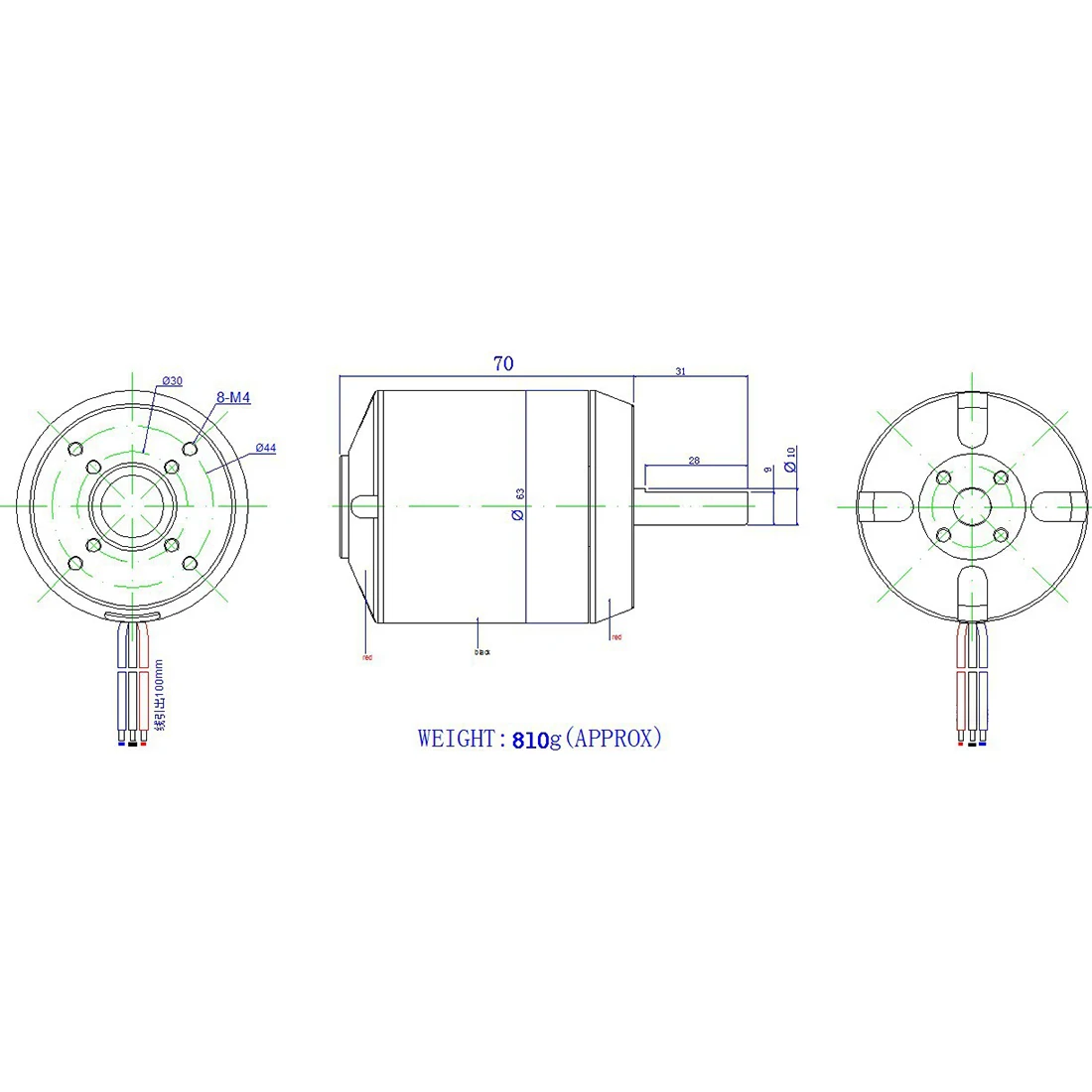Бесщеточный мотор 6374 170KV RC 2800W 24V/36V для четырехколесных балансировочных скутеров