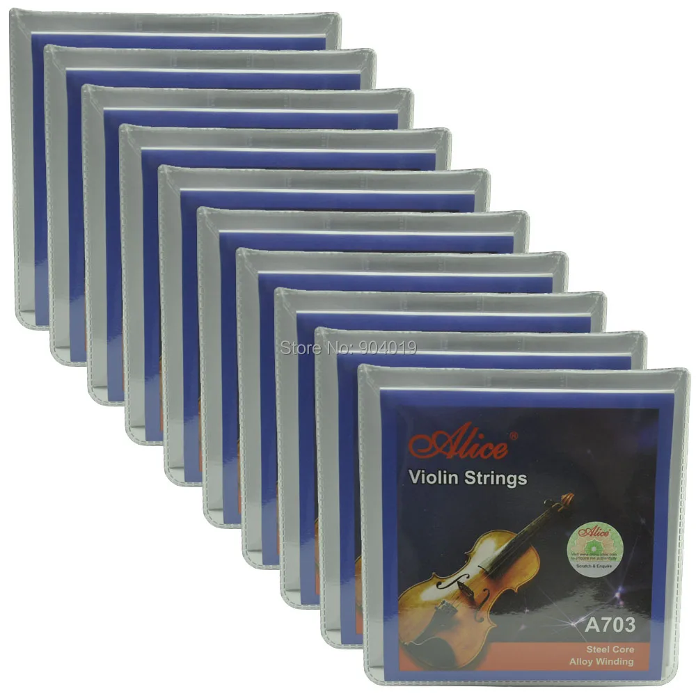 

10Sets Alice Violin Strings Steel Core Nickel Silver Wound 4/4-1/8 A703