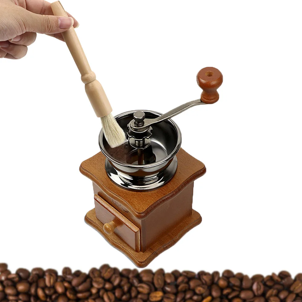 القهوة طاحونة فرش أدوات مطبخ الخشب مقبض و شعيرات الطبيعية ماكينة القهوة فرشاة Coffeeware آلة مجموعة رئيس تنظيف
