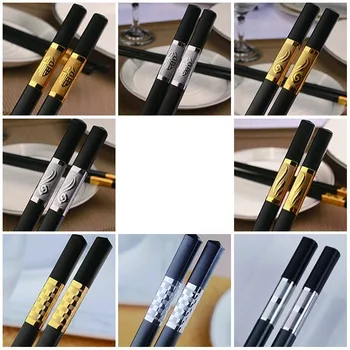 

Son Alloy Chopsticks Suit 10 Double Household Non-slip Stainless Steel Solid Wood 20 Mildew Proof Tableware