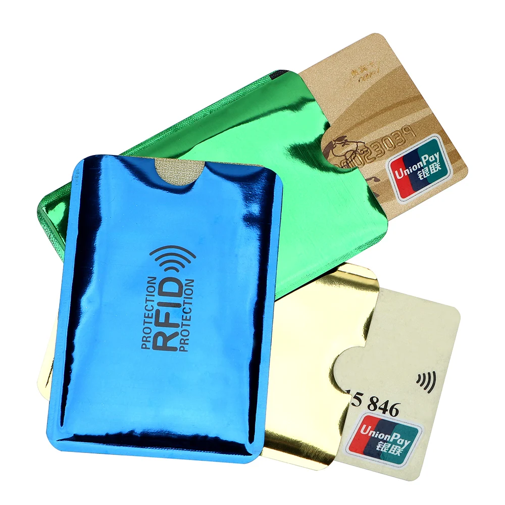 5 шт., защита для ID карты, кредитных карт, сумка-держатель для карт, защита от rfid, NFC, блокирующий считыватель, 9,1*6,3 см, алюминиевые сумки для хранения