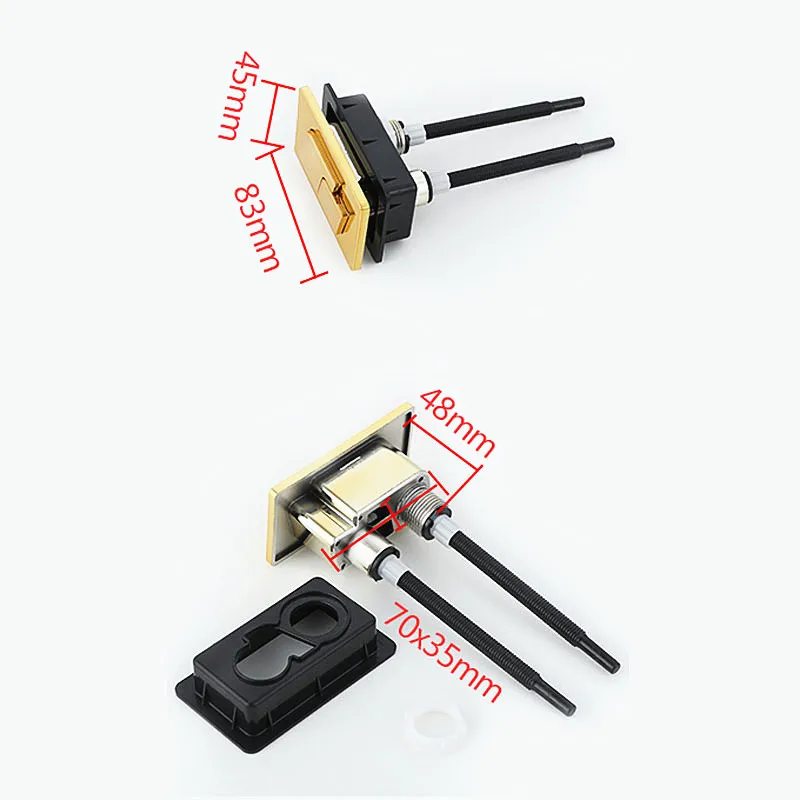 83X45mm Gold color Square ABS plastic Toilet double push button,Toilet water tank cover flush switch dual push button,J18261
