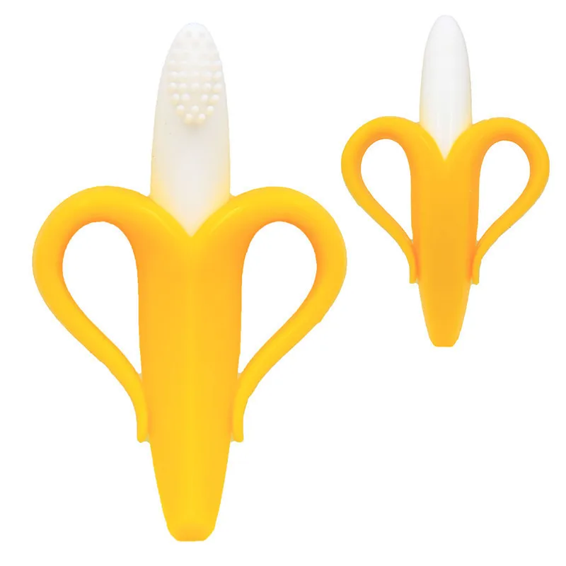 Banana Molar Stick Toothbrush Environmentally Safe Baby Silicone Teether Teething Ring Kids Teether Children Chewing