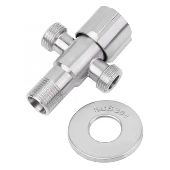 

G1/2 inch Stainless Steel Bathroom Kitchen Faucet Angle Valve Water Stop Valve 1 Inlet 2 Outlet 2019 new style