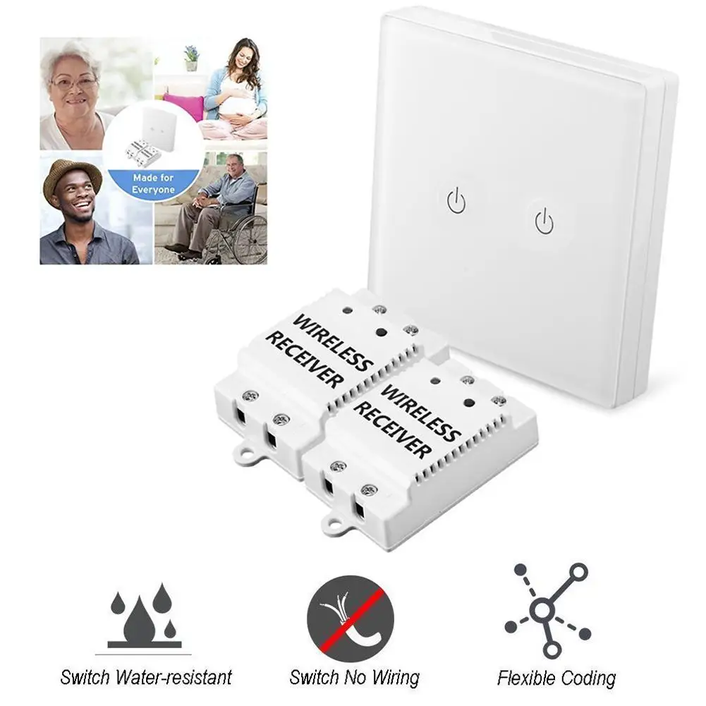 

Wireless Remote Control Switch 2CH Touch Wall Light Switch 433MHz Relay DC 110V To 240V Switch Controller For Home