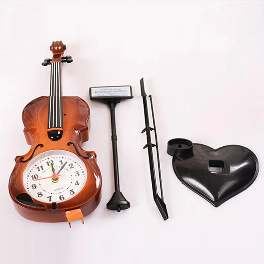 

1PC Birthday Gift Bedside Cock Bell Alarm Clock Creative Violin Shaped Student Desktop Clock Sent in random