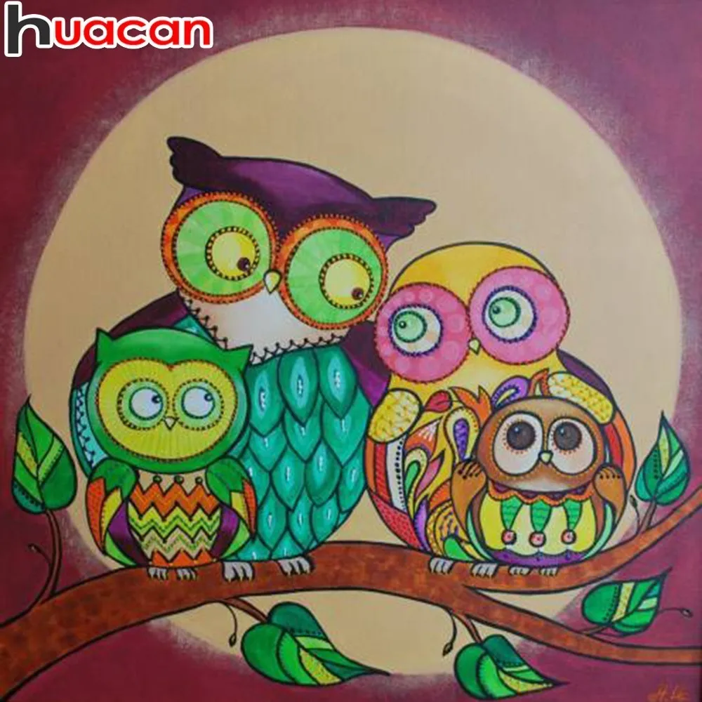 

HUACAN Diamond Painting Cartoon Full Square Diamond Embroidery Owl 5d Diamond Mosaic Picture Of Rhinestone Painting With Diamond