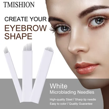 

50pcs 3 Types Microblading Needles,Ejoyous S7/S12/U16 Combination Bevel Round Makeup Eyebrow Tatto Embroidery Microblading Blade