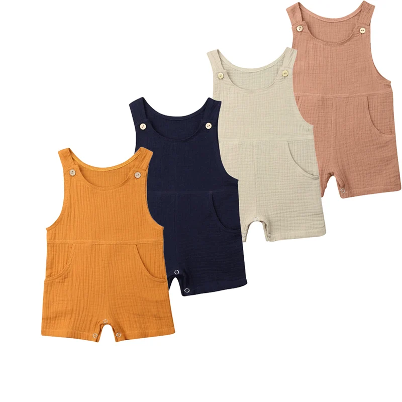 

Newborn Baby Clothes Unisex Boy Girl Clothes Sleeveless Romper Jumpsuit Summer Solid Rompers Playsuit Clothes Outfit