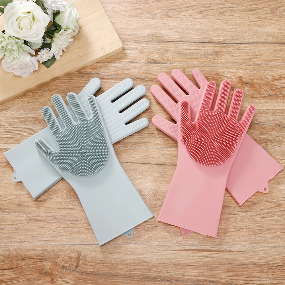 Silicone Dishwashing Gloves Dishwashing Brush Housework Bathroom Gloves