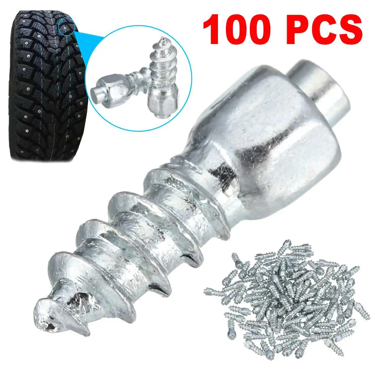 100Pcs Car Truck ATV Screw In Tire Stud Snow Spikes Racing Track Tire