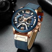 Спортивные часы для мужчин CURREN повседневные синие топ брендовые Роскошные военные кожаные Наручные часы мужские часы модные наручные часы с хронографом
