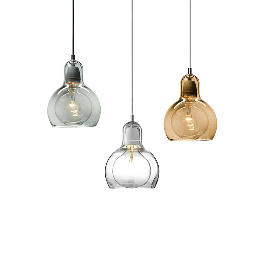 

Modern Glass Chandelier Bedroom Bedside Pendant Lamps Lights Amber Transparent Smoke Grey Chandelier Lighting Deco Hanging Lamps