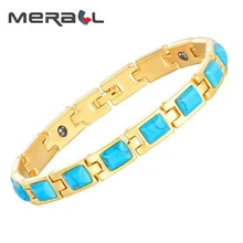 18K золото опал бирюза вакуумное покрытие браслет цепочка потеря веса браслет Здоровье Горячая унисекс магнитный браслет для похудения