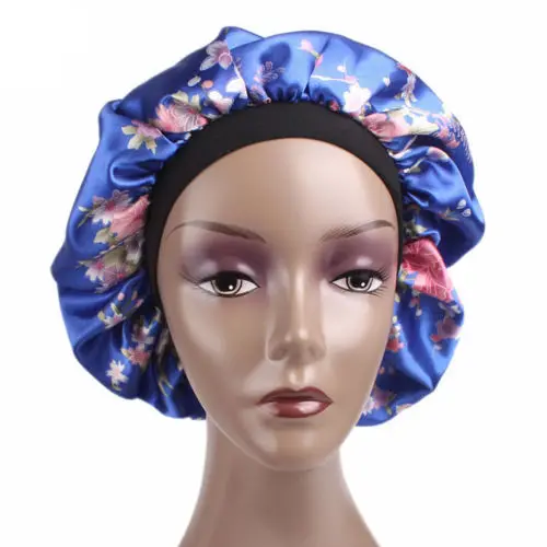 Женская атласная ночная шапочка для салона красоты, шапочка для сна, шелковая шапка, широкая эластичная лента для вьющихся пружинящих волос, кепка chemo