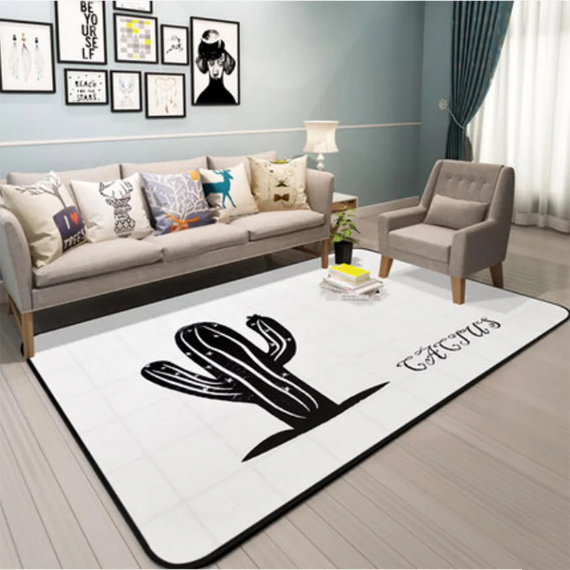 

Simple Gray Cactus Series Living Room Coffee Table Bedroom Carpet Wall-to-Wall chuang bian tan Big Mats Carpet