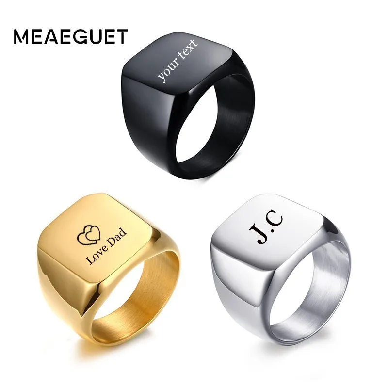 Stamp Ring Wedding Brands Signet Fine Jewelry Stainless Steel Personalized Ring To DAD Gifts