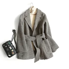 TiToTaTo шерстяное Женское пальто тонкое шерстяное осеннее Новое однотонное двухстороннее женское Шерстяное короткое ручное рабочее тонкое японское стильное