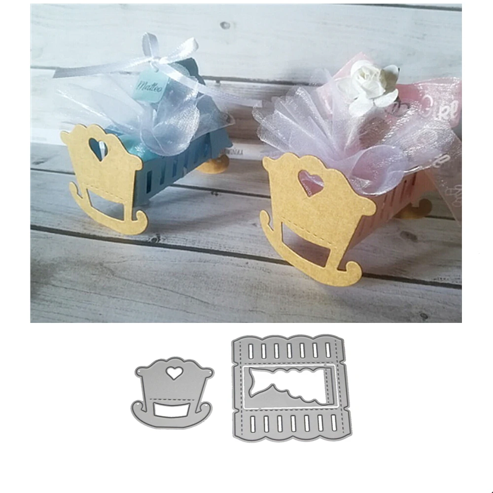  Mini Baby Cradle Cart Craft Die Metal Cutting Dies Stamps 3D DIY Scrapbooking Carbon Photo Frame We - 32985521500