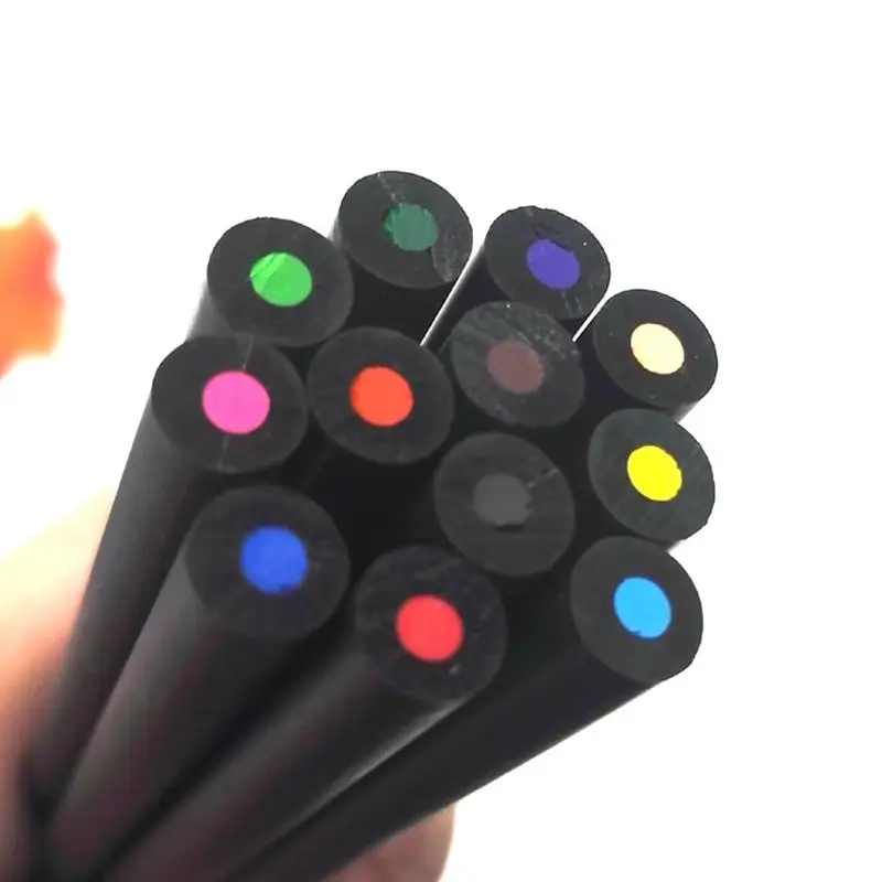 

12Pcs/Set Colorful Pencil Kawaii School Black Wooden Professional Student Children HB Pencil Set Office Writing Stationery Gift