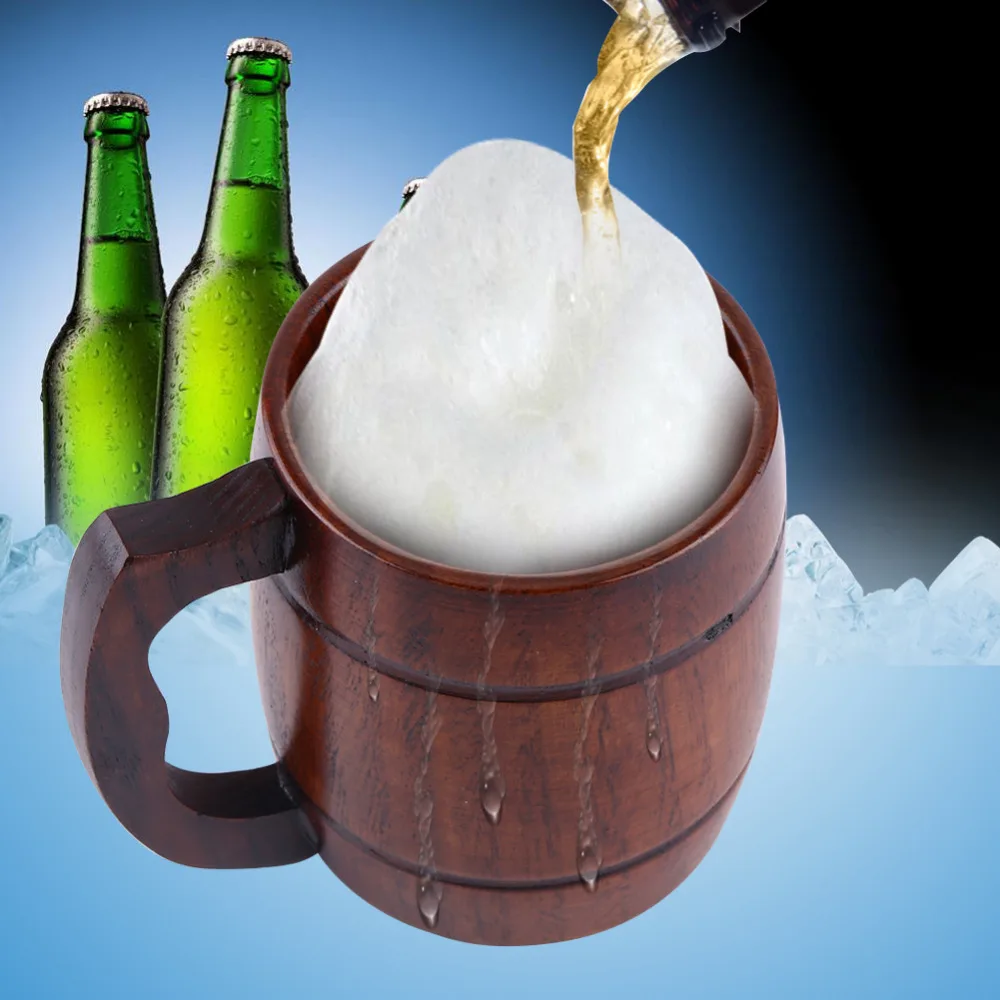 

1Pc Practical Wooden Beer Milk Coffee Tea Mug Wood Handle Water Cup Good for Kitchen Living Room New