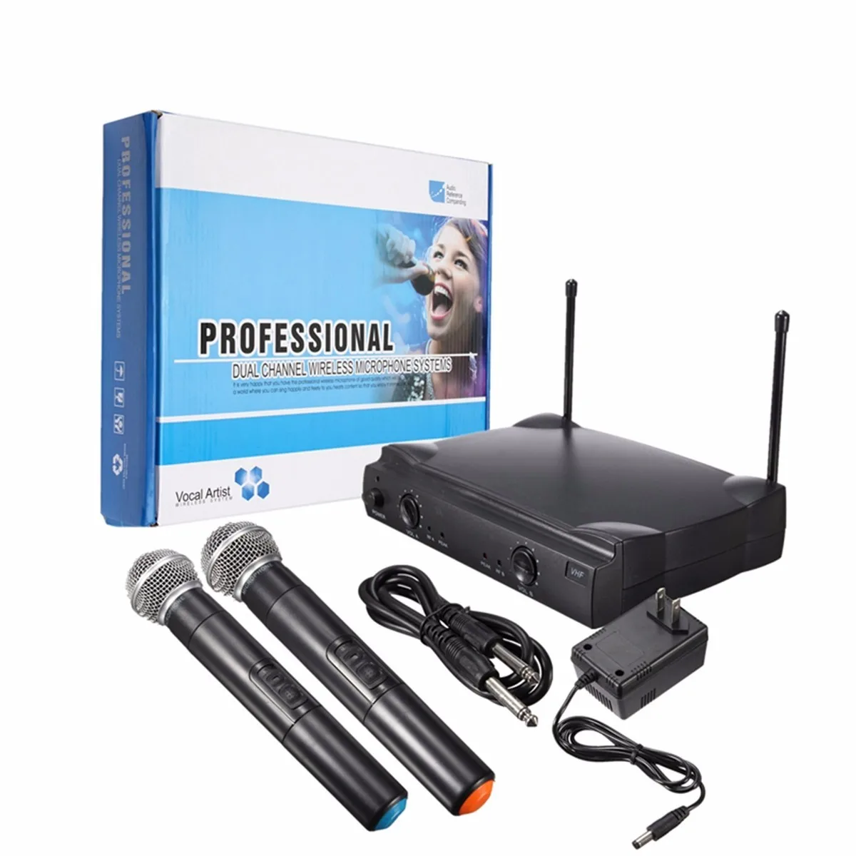 

ELEGIANT Wireless Dual Channel VHF Microphone System Adjustable Microphone Home KTV Conference Karaoke Recording